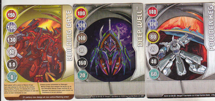 bnk jc Bakugan - set 11 carduri magnetice diferite