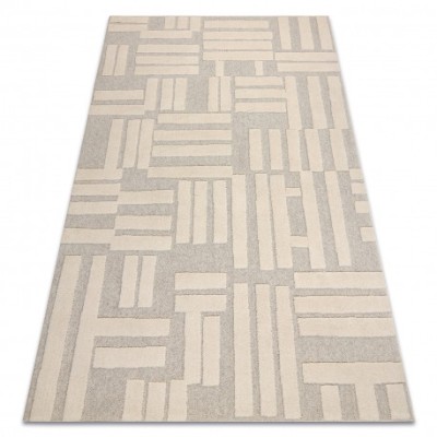 Covor din l&amp;acirc;nă FLUX 461.95.AE110 OSTA - Geometric, structural, loft crem / bej, 60x120 cm foto