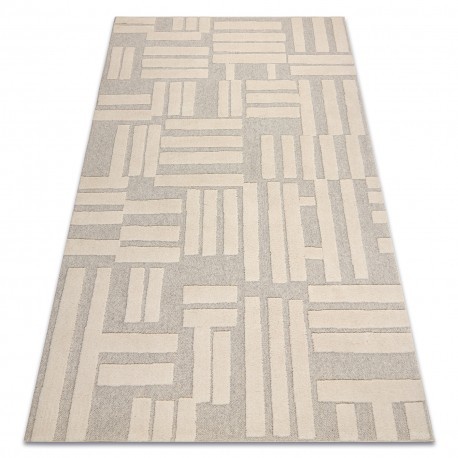 Covor din l&acirc;nă FLUX 461.95.AE110 OSTA - Geometric, structural, loft crem / bej, 60x120 cm
