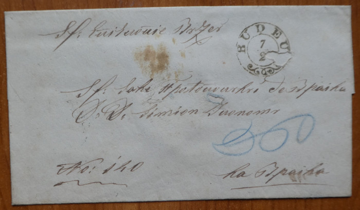 Circulatie postala din 1859 de la Buzau la Braila, sigiliu