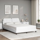 VidaXL Cadru de pat cu tăblie, alb, 140x190 cm, piele ecologică
