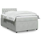 VidaXL Pat box spring cu saltea, gri deschis, 120x190 cm, catifea 3289992