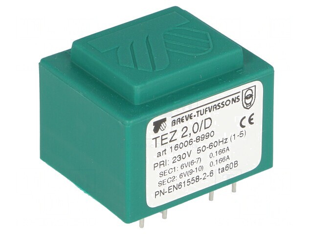 Transformator &Icirc;ncapsulat 2VA 230VAC 6V 166,6mA