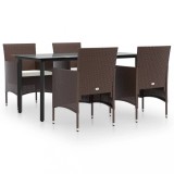 Set de servit masa pentru gradina, 5 piese, maro si negru