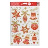 Autocolante Decorative Crăciun, Globuri Roșii cu Glitter Auriu, 20x30cm, Oem