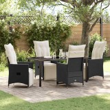 Cumpara ieftin Set de masă pentru grădină cu pernă 5 pcs Negru Rattan poli