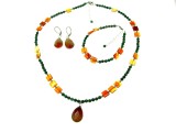 Set bijuterii dama carneol si malachit