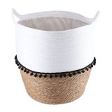 Cumpara ieftin Coș Rufe Rustic Mediu 37X43 Cm &ndash; Alb / Natural | Organizatoare Baie