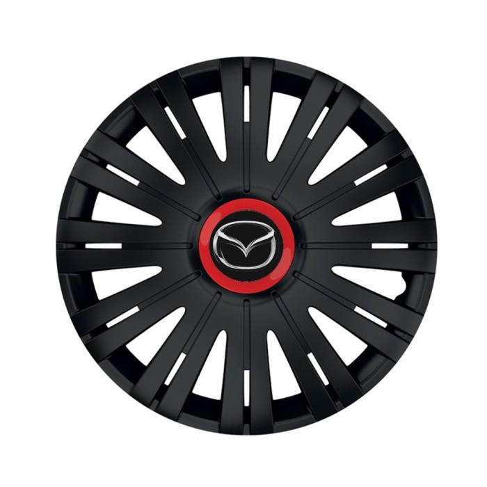 Set 4 capace roti Negre Cu Inel Rosu Active R16 Compatibil Cu Mazda