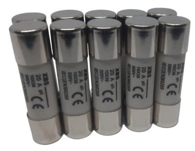Set 10 sigurante 10x38 20A fuzibile cilindrice ceramica 500V AC gG foto