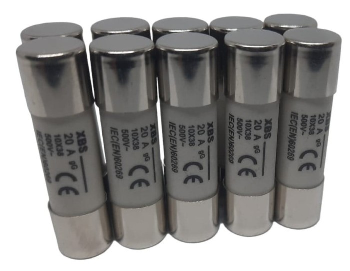 Set 10 sigurante 10x38 20A fuzibile cilindrice ceramica 500V AC gG