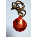 B346. Colier cu Scoica Rosie mare, snur catifea mari, Rosu, 9 cm