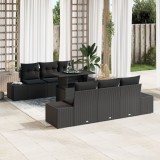 Gossi set de canapea pentru gradina de 7 piese cu perne negru poliratan