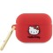 Husa pentru Apple AirPods Pro 2 - Hello Kitty Silicone 3D Kitty Head (HKAP23DKHSF) - Red
