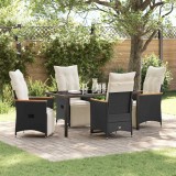 VidaXL Set de masă pentru grădină cu pernă 5 pcs Negru Rattan poli
