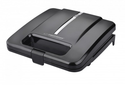 Sandwich maker Esperanza Parmigiano, maner/carcasa izolate termic, 50/60Hz, 1000W, 220-240V, 22,5 x 22,3 x 7,3cm, negru foto