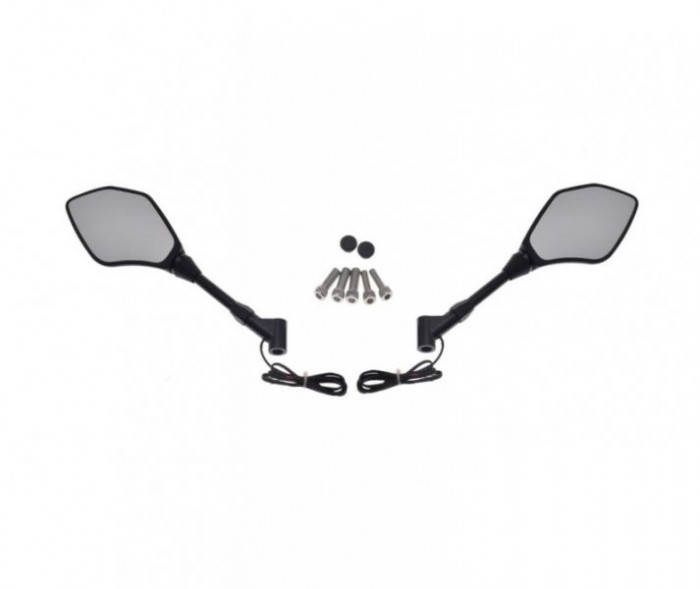 Set 2 oglinzi cu semnalizare, filet M8 si M10, culoare negru Cod Produs: MX_NEW LM0051