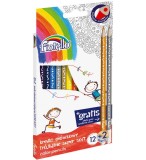Creioane lungi triunghiulare,12 culori, FIORELLO