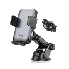 Suport telefon auto pentru bord / prabriz / grila ventilatie, 15w hoco climber, black/gray foto