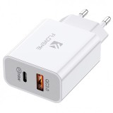 Incarcator Retea USB Floveme Travel, 2 X USB, Quick Charge, 18W, Alb