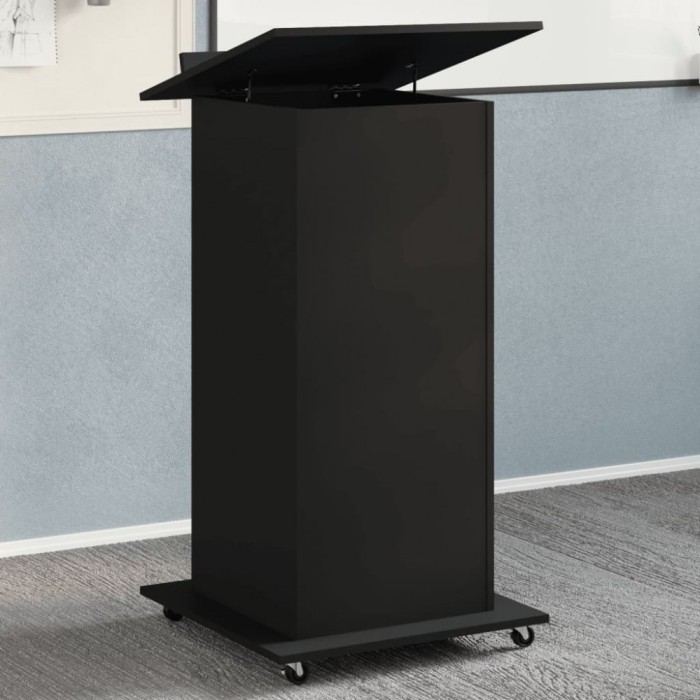 Gossi pupitru cu roti si sertar negru 55x55x107 cm lemn prelucrat