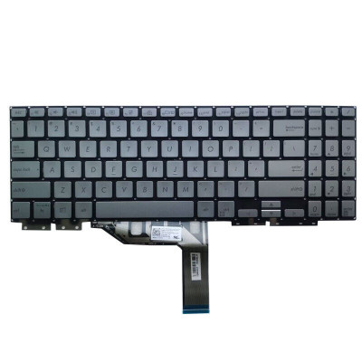Tastatura Laptop, Asus, ZenBook Flip 15 UX562, UX562F, UX562FA, UX562FAC, UX562FD, UX562FDX, UX562UG, UX562IA, UX562IQ, iluminata, argintie, layout US foto