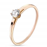 Inel de logodnă realizat din oțel &icirc;ntr-o culoare cupru - zirconiu rotund clar, suprafață lucioasă - Marime inel: 54