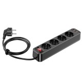 Cumpara ieftin Prelungitor 4000W Hoco, cablu 1,8m, 4 prize, 2 x USB QC3.0 18W + Type C PD 20W