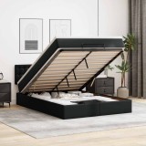 VidaXL Pat otoman cu saltele și LEDs, negru 140x200cm, piele ecologică 3312157