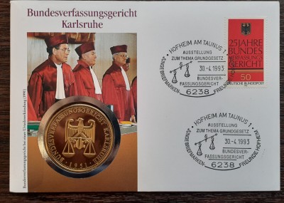 GERMANIA - FDC SI MEDALIE - CURTEA CONSTITUTIONALA FEDERALA KARLSRUHE, STARE UNC foto