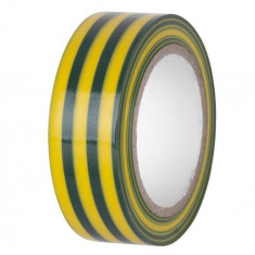 Bandă E130YGR, verde-galbenă, izolatoare, adezivă, 19 mm, L-10 m, PVC