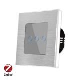 Cumpara ieftin Intrerupator Triplu cu Touch din Sticla si Rama de Aluminiu LUXION, Protocol ZigBee SmartElectro IntelligentHouse