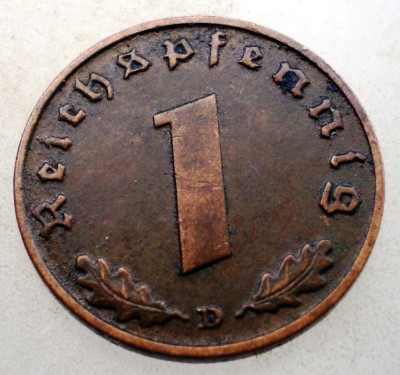 B.131 GERMANIA 1 REICHSPFENNIG 1939 D foto