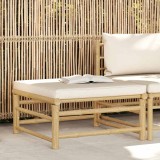 vidaXL Taburet Gradina cu Perna Alb Crem, Bambus 65x65x30cm