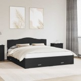 vidaXL Cadru de pat cu headboard Negru 200 x 200 cm Lemn compozit 3413153