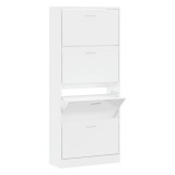 Pantofar, alb extralucios, 63x24x147 cm, lemn compozit