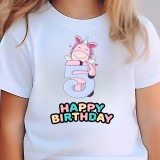 Tricou copii, La multi ani 5 ani, fete, tematica Unicorni