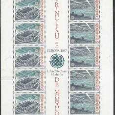 MONACO 1987 EUROPA CEPT - Arhitectura - BLOC cu 10 timbre-5 serii MNH**