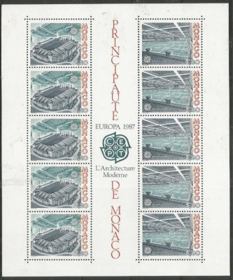 MONACO 1987 EUROPA CEPT - Arhitectura - BLOC cu 10 timbre-5 serii MNH** foto