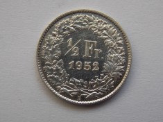 1/2 FRANC 1952 ELVETIA-argint