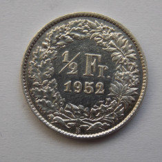 1/2 FRANC 1952 ELVETIA-argint