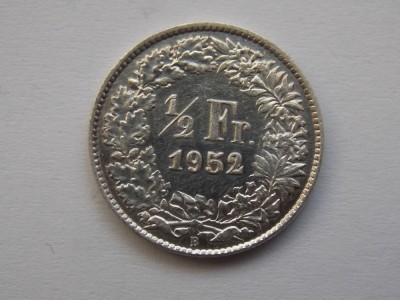 1/2 FRANC 1952 ELVETIA-argint foto