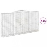 Cumpara ieftin Cosuri gabion arcuite, 15 buc 400x50x200/220cm, fier galvanizat