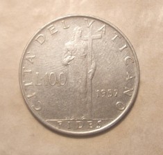 VATICAN 100 LIRE 1957 PIUS AL XII LEA