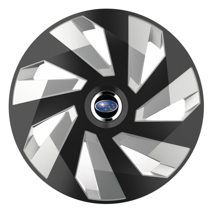 Set 4 Capace Roti, potrivite jantelor de R15, pentru Subaru, model vector black and silver