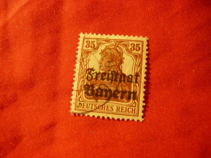 Timbru Bavaria 1920 , 35 pf stampilat cu supratipar Freistaat Bayern
