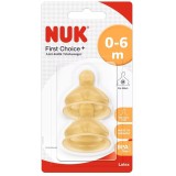 Tetină din latex cu orificiu mediu NUK First Choice Plus, 1, 0-6 luni, 2 bucati