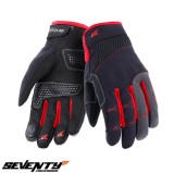 Manusi barbati pentru scuter - motocicleta Urban vara Seventy model SD-C48 negru/rosu &ndash; degete tactile XXL (11 cm)