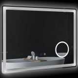 Kleankin Oglindă de baie rectangulară cu LED, funcție antiabur, luminozitate reglabilă, oglindă cu zoom x3 80 x 60 cm transparent | Aosom Romania