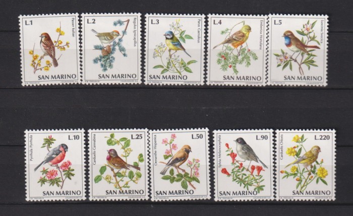 SAN MARINO 1972 FAUNA PASARI MI. 1003-1012 MNH